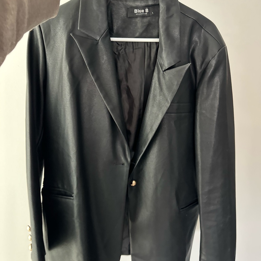 Black Faux Leather Women's Jacket